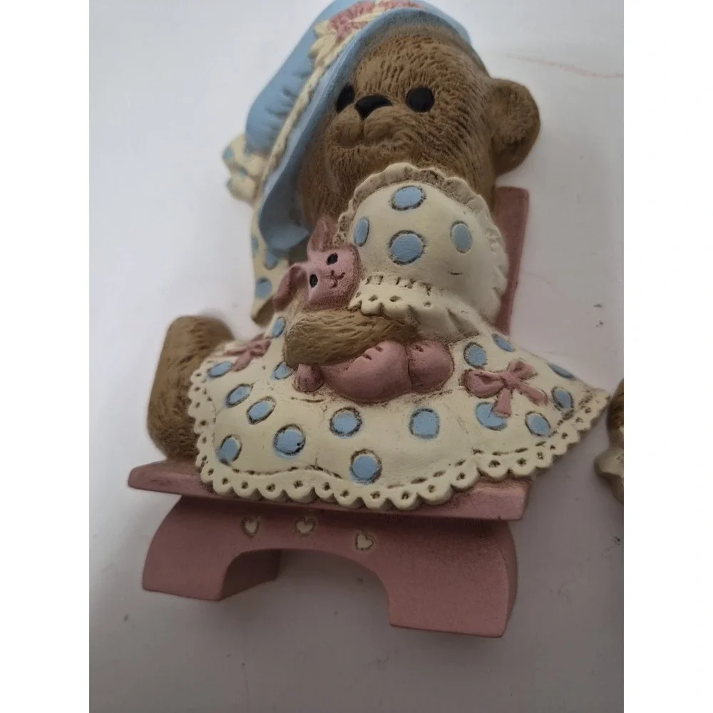 Set of 2 Homco Teddy Bear Wall Plaques Grandma's Decor Nursery Wall Hangings